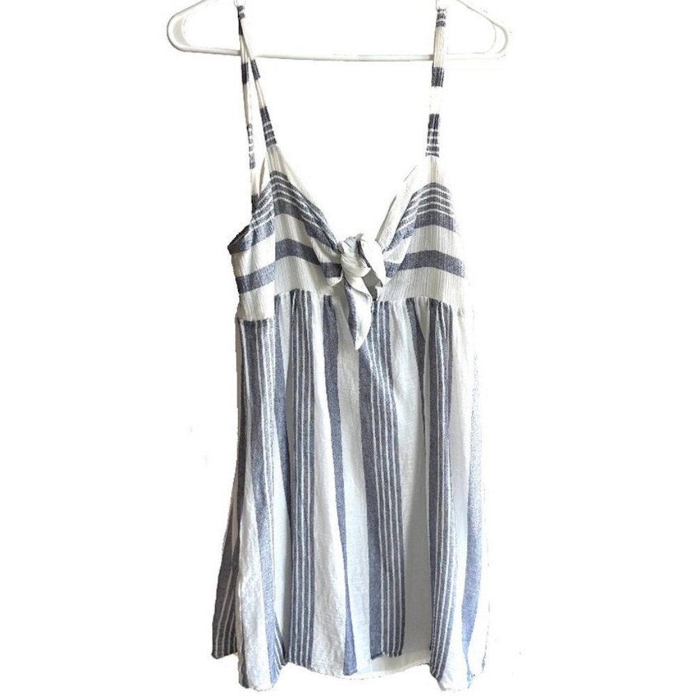 SOCIALITE 100% Cotton Blue & White Striped Linen Sundress Size Small